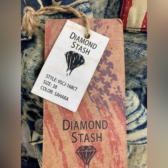 Diamond Stash size Large/38 Men’s Sahara American Flag Jacket Vest & Jeans - Picture 16 of 16